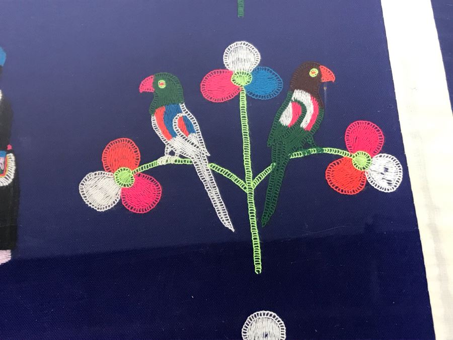 Large South American Folk Art Embroidery With Animals And Figures 52 X 43 [Photo 8]