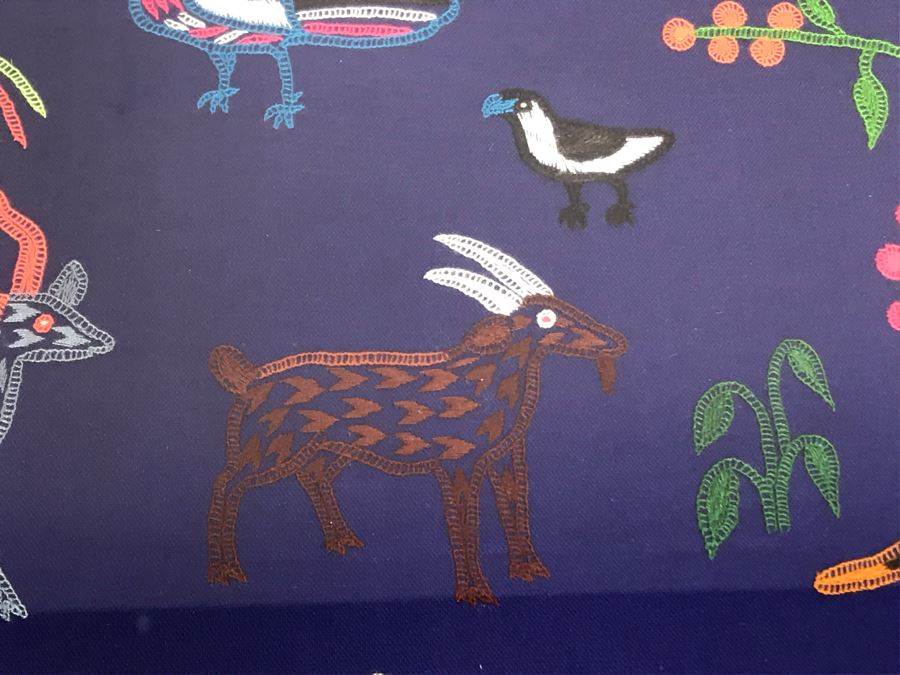 Large South American Folk Art Embroidery With Animals And Figures 52 X 43 [Photo 10]