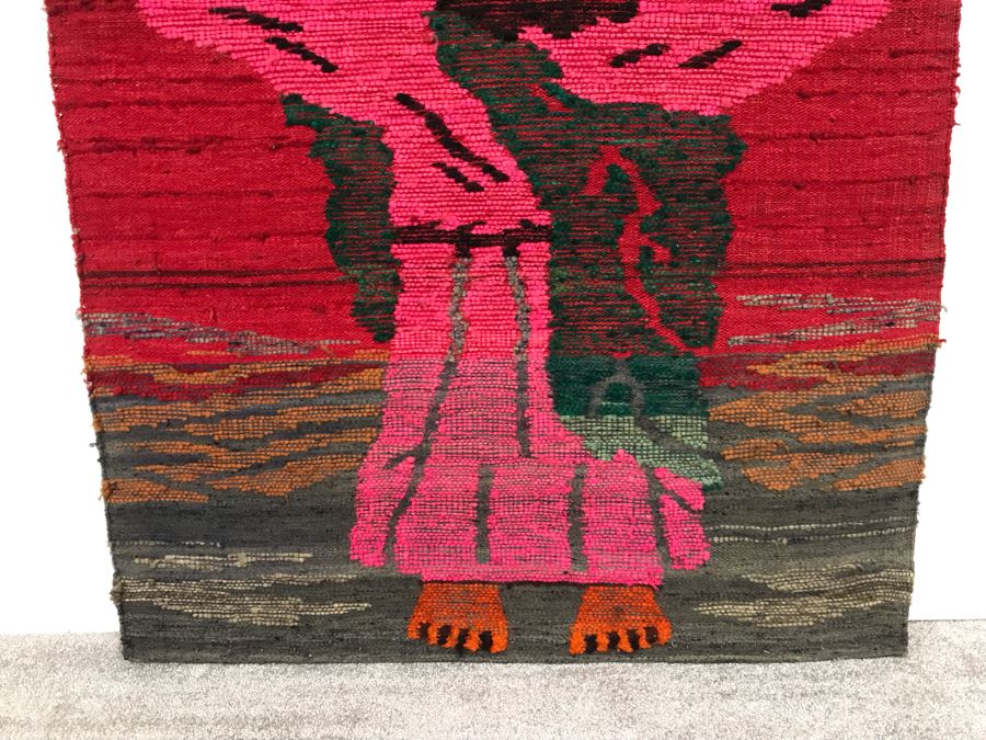 Woven Tapestry On Board Of Jesus Christ Hold Sun In One Hand And Yin And Yang Symbol In Other Hand 35W X 40H [Photo 5]