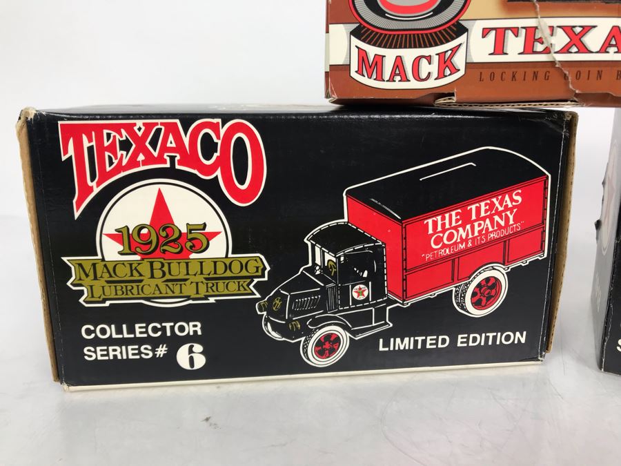 New Old Stock Texaco Limited Edition Banks: 1910 Mack Texaco Tanker, 1925 Mack Bulldog Lubricant Truck And 1918 Ford Runabout [Photo 3]