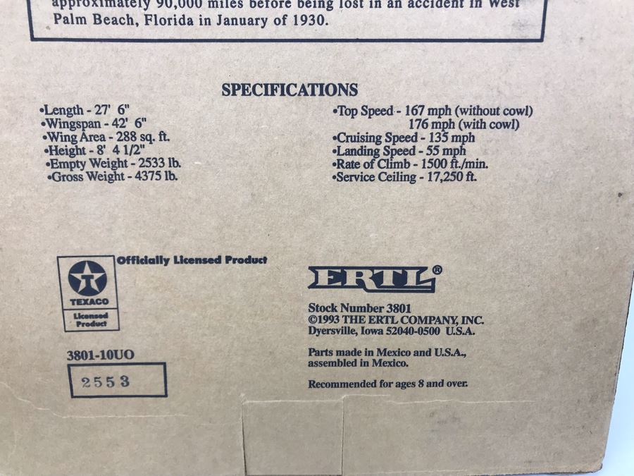 New Old Stock Wings Of Texaco 1929 Lockheed Air Express 1st In The Series Estimate $120 [Photo 5]