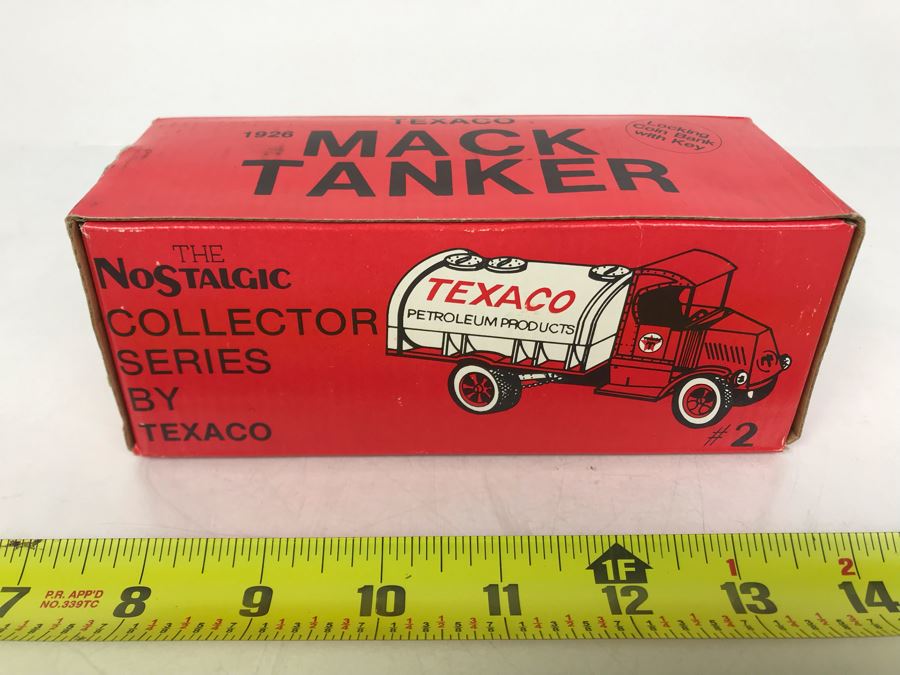 Vintage 1985 New Old Stock The Nostalgic Collector Series By Texaco 1926 Mack Tanker Bank ERTL #2 In Series Estimate $250