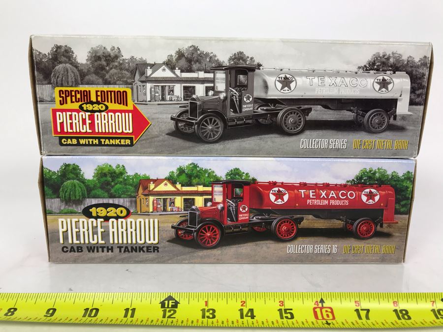 Pair Of New Old Stock Texaco Collector Series Die Cast Metal Banks