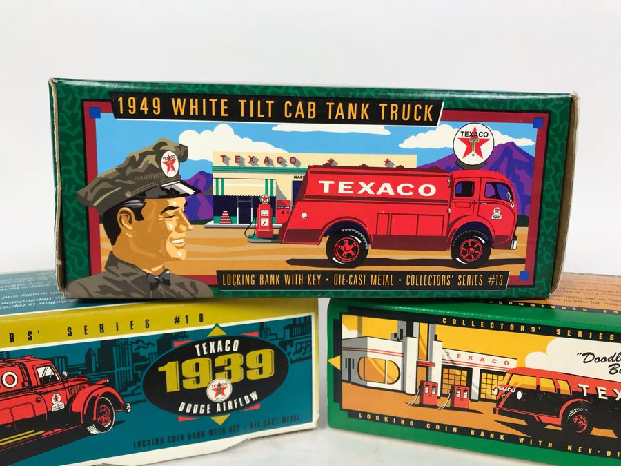 (3) New Old Stock Texaco Collector Series Die Cast Metal Banks [Photo 3]