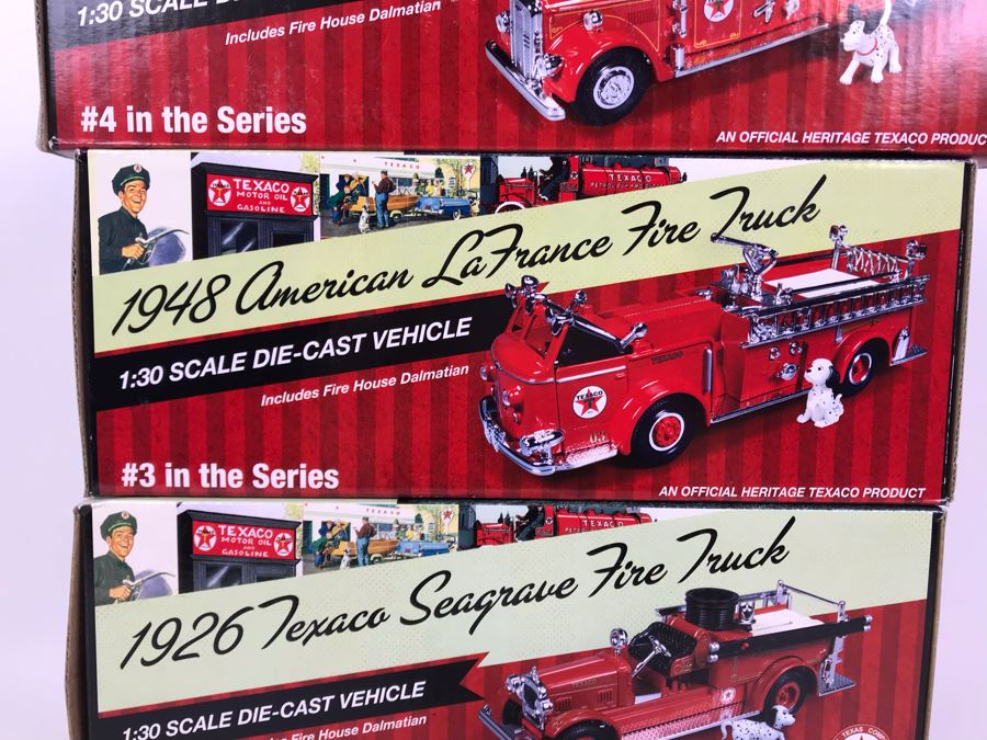 New Old Stock Texaco Cast Iron Fire Trucks #1-4 In Series [Photo 5]