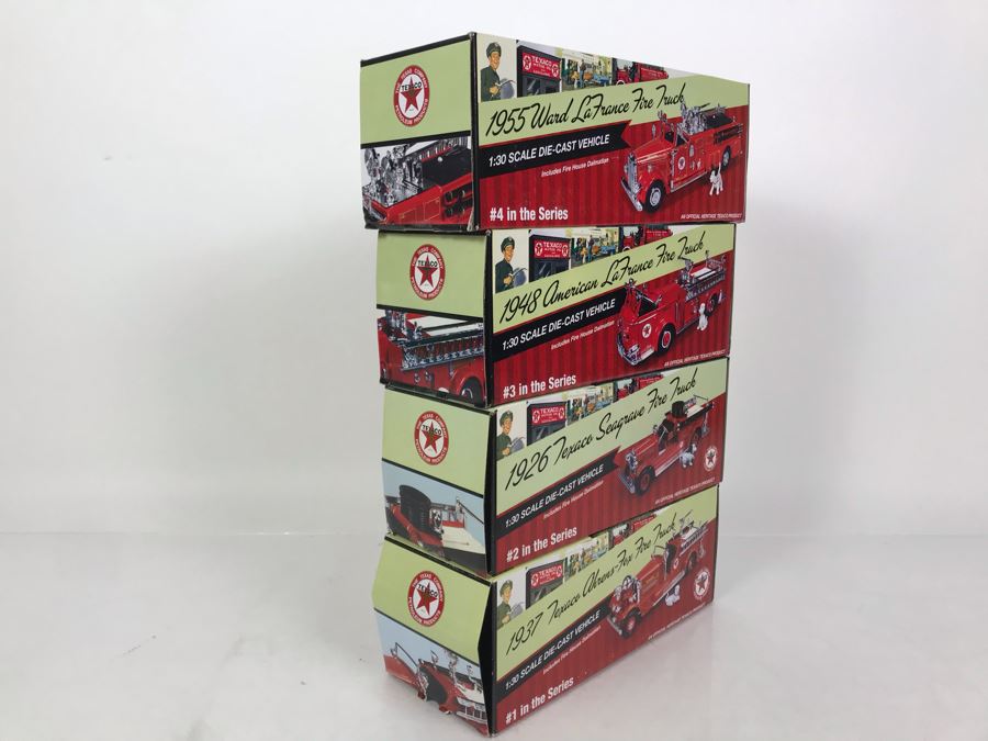 New Old Stock Texaco Cast Iron Fire Trucks #1-4 In Series [Photo 8]