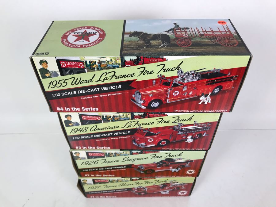New Old Stock Texaco Cast Iron Fire Trucks #1-4 In Series [Photo 7]