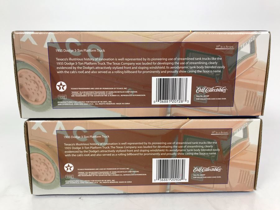 Pair Of New Old Stock Texaco Die Cast Cast Iron Banks 1935 Dodge 3 Ton Platform Trucks [Photo 8]