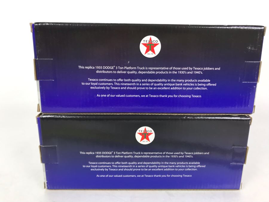 Pair Of New Old Stock Texaco Die Cast Cast Iron Banks 1935 Dodge 3 Ton Platform Trucks [Photo 7]