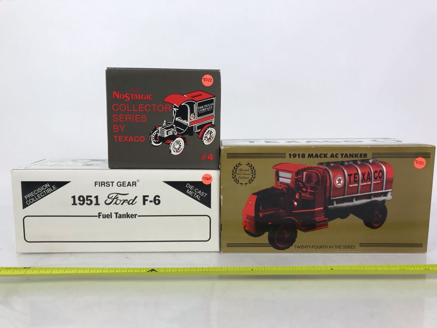 (3) New Old Stock Texaco Die Cast Trucks Banks