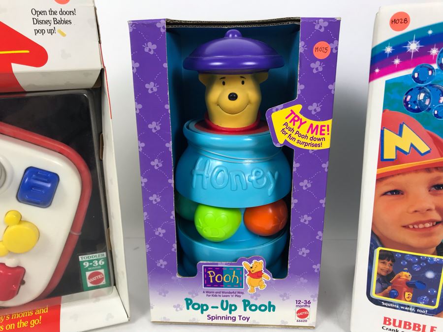 (3) New Old Stock Disney Toys: Pop-Up Pooh, Bubble Extinguisher And Activities To Go - These Toys Were Prototyped By Client [Photo 2]