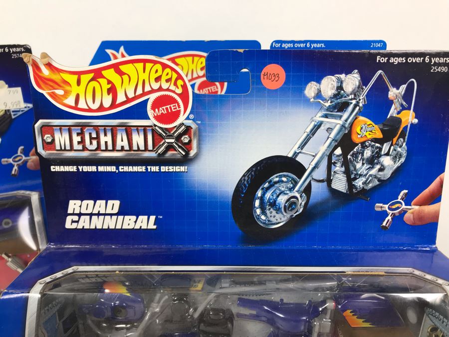 (3) New Old Stock Mattel Hot Wheels Mechanix: Hot Rod, Road Cannibal Motorcycle, Rocket Cycle - These Items Prototyped By Client [Photo 9]