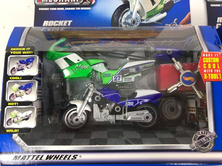 (3) New Old Stock Mattel Hot Wheels Mechanix: Hot Rod, Road Cannibal Motorcycle, Rocket Cycle - These Items Prototyped By Client [Photo 15]