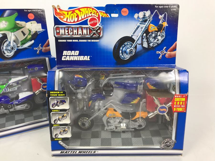(3) New Old Stock Mattel Hot Wheels Mechanix: Hot Rod, Road Cannibal Motorcycle, Rocket Cycle - These Items Prototyped By Client [Photo 8]