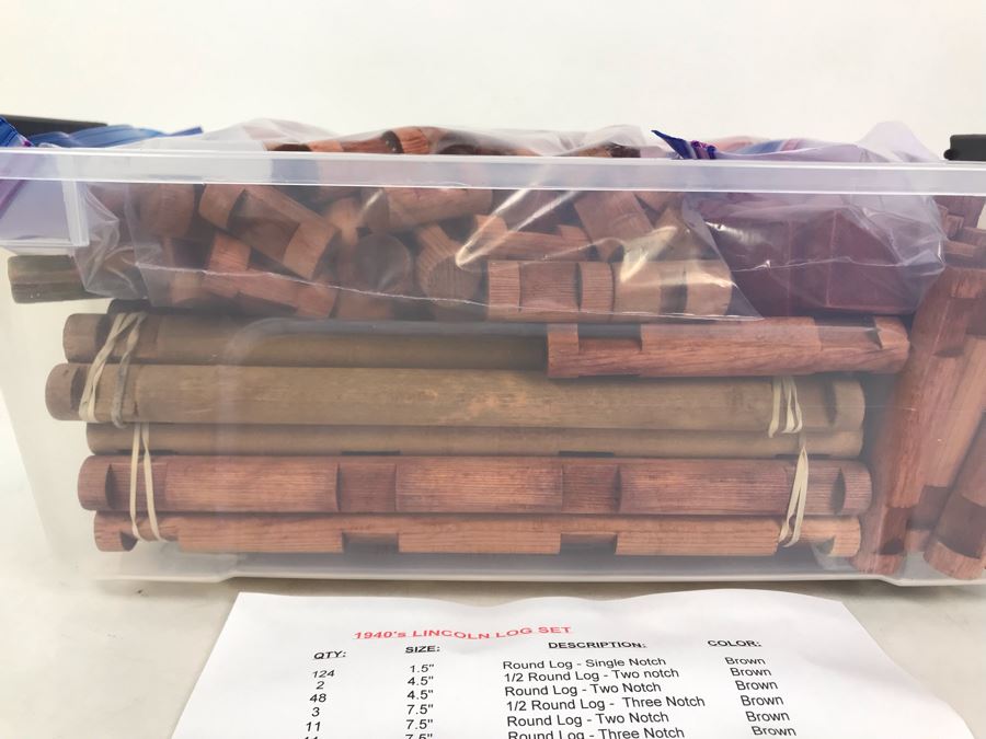 Vintage 1940's Lincoln Log 261 Piece Set - See Photos For Parts Breakdown [Photo 4]