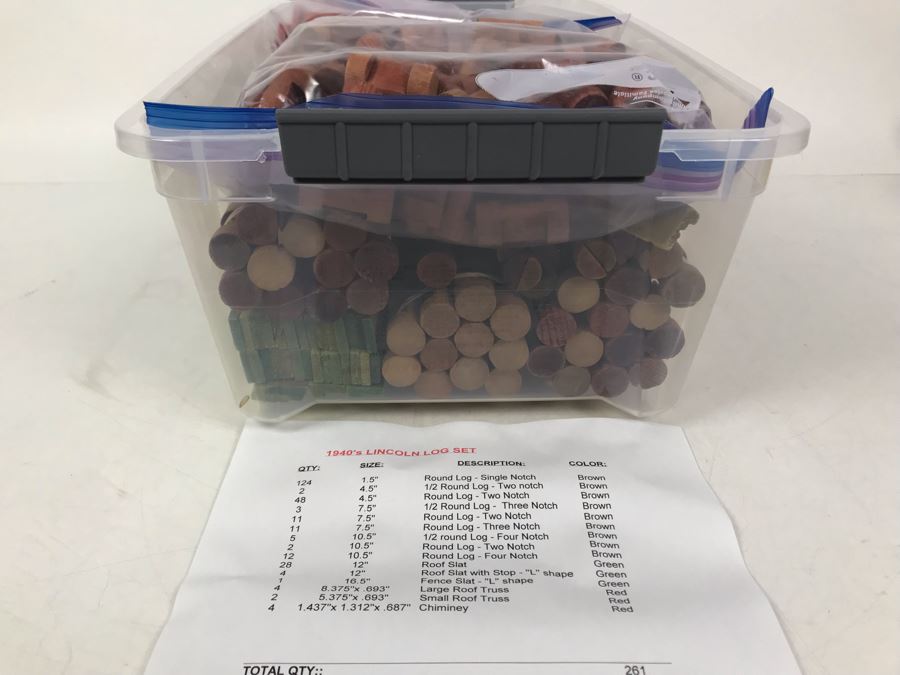 Vintage 1940's Lincoln Log 261 Piece Set - See Photos For Parts Breakdown [Photo 6]