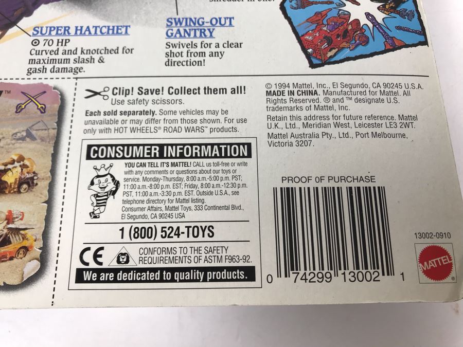 (4) Vintage 1994 New Old Stock Mattel Hot Wheels Road Wars Cars [Photo 11]