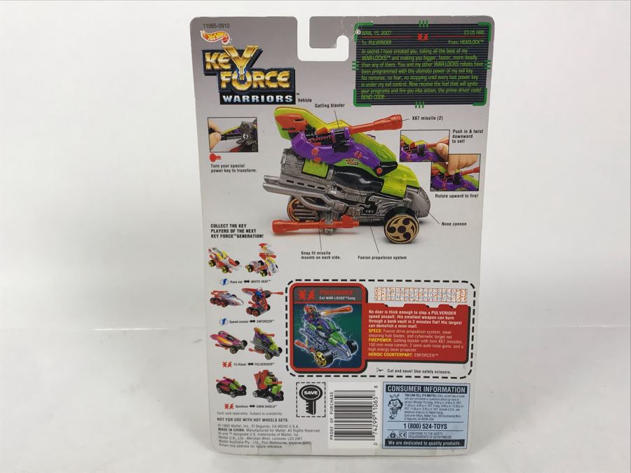 Vintage 1993 New Old Stock Mattel Hot Wheels Key Force Warriors [Photo 7]