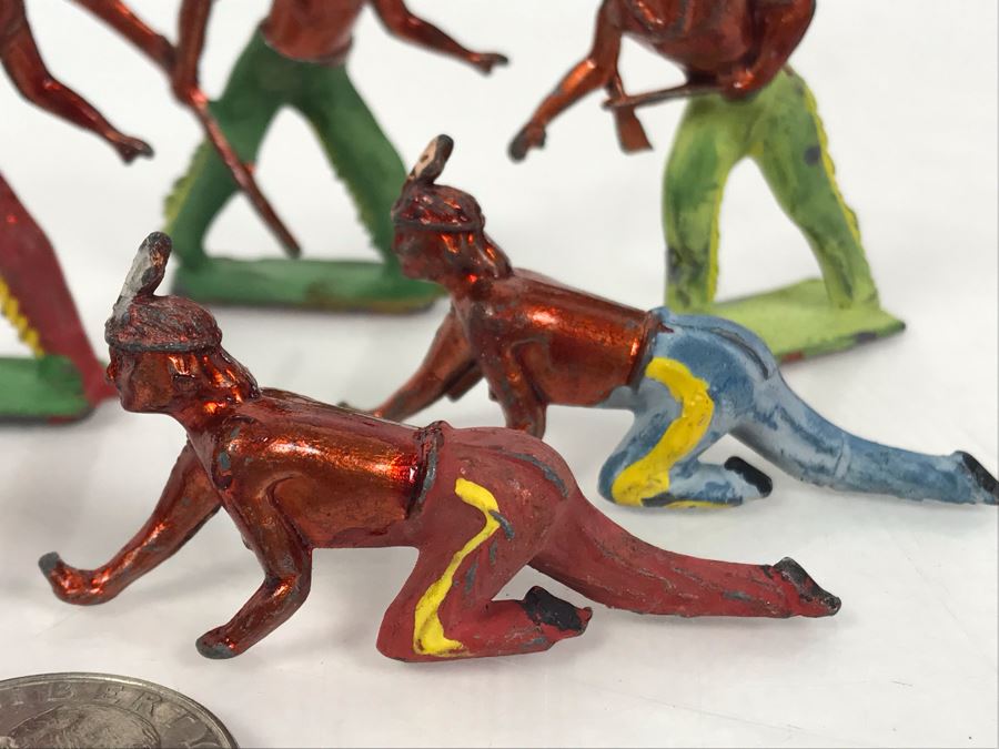 Old Hand Painted Native American Indians Metal Soldiers Made In England [Photo 5]