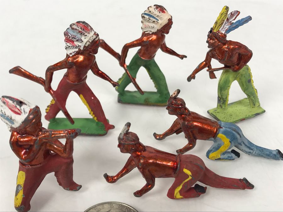 Old Hand Painted Native American Indians Metal Soldiers Made In England [Photo 3]