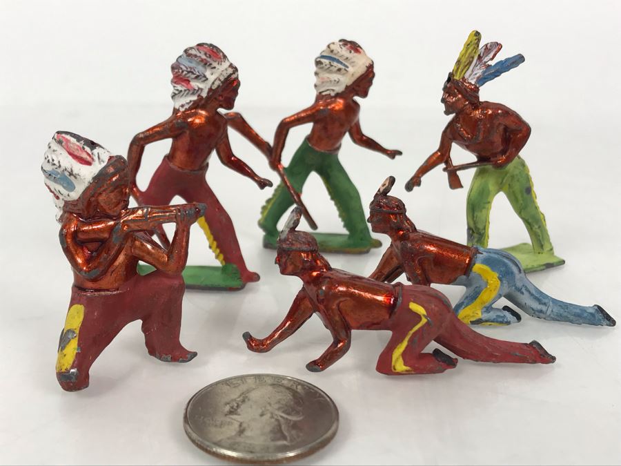 Old Hand Painted Native American Indians Metal Soldiers Made In England [Photo 2]