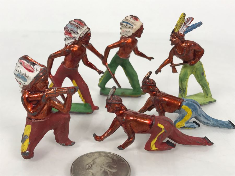 Old Hand Painted Native American Indians Metal Soldiers Made In England [Photo 1]