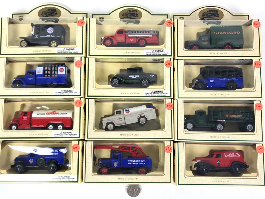 (12) Vintage New Old Stock Chevron Lledo Die-Cast Metal Replica Cars Made In England - See Photos For Individual Cars