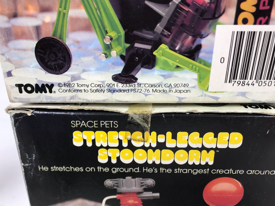Pair Of Vintage Tomy Space Pets With Boxes: Stretch-Legged Stoomdorm Robot And High-Hopping Hoomdorm Robot [Photo 12]