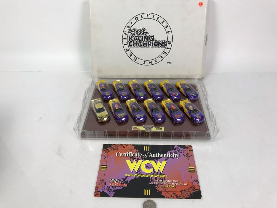 50th Anniversary Of NASCAR Racing Champions Cars WCW World Championship Wrestling 12 Cars With Wooden Display Base And Box [Photo 2]