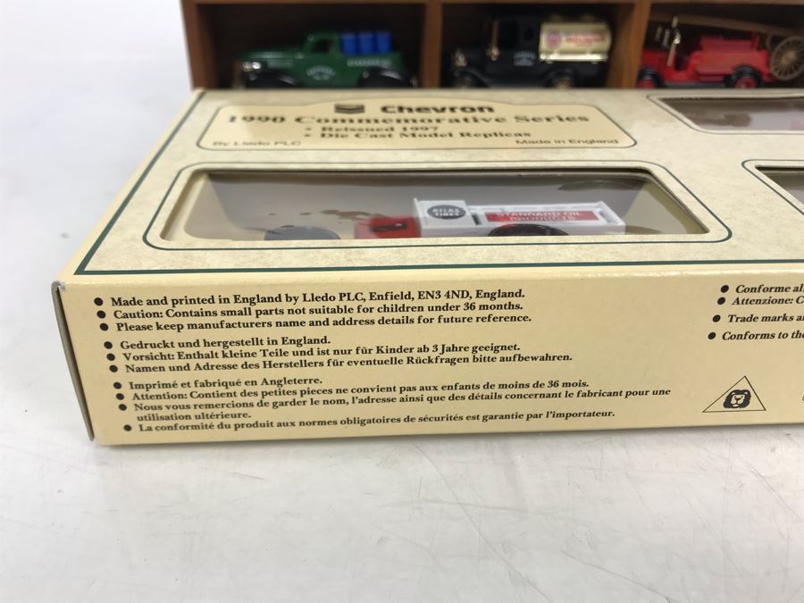 Chevron 1991 Commemorative Series Cars With Wooden Display Case And 1990 Chevron Commemorative Series Cars Made In England Lledo PLC [Photo 10]