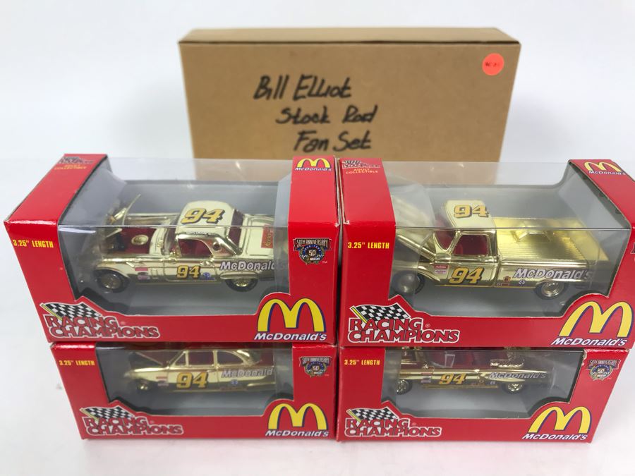 Rare Bill Elliot Stock Rod Fan Set With (4) Gold Cars [Photo 14]