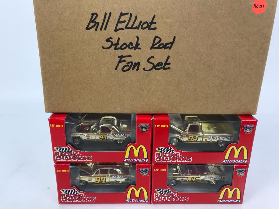 Rare Bill Elliot Stock Rod Fan Set With (4) Gold Cars [Photo 12]