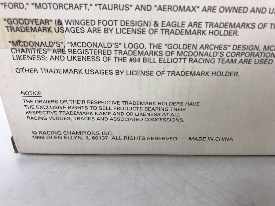 Stock Rod Gold Bill Elliot McDonalds NASCAR 50th 1940 Ford Coupe RC Mail Order Direct New Old Stock [Photo 11]
