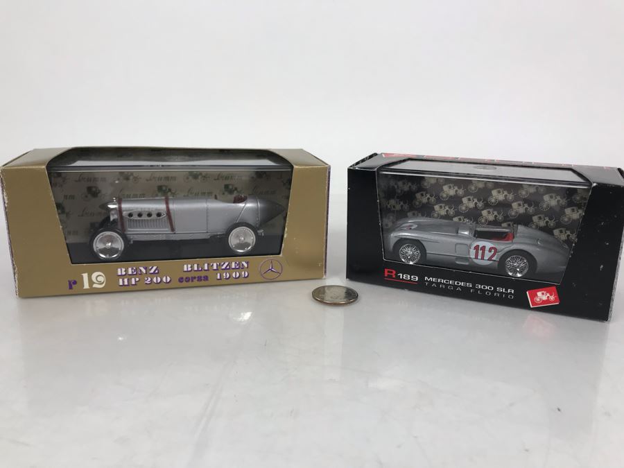Pair Of Brumm Diecast Model Mercedes Benz Cars Made In Italy In Original Boxes