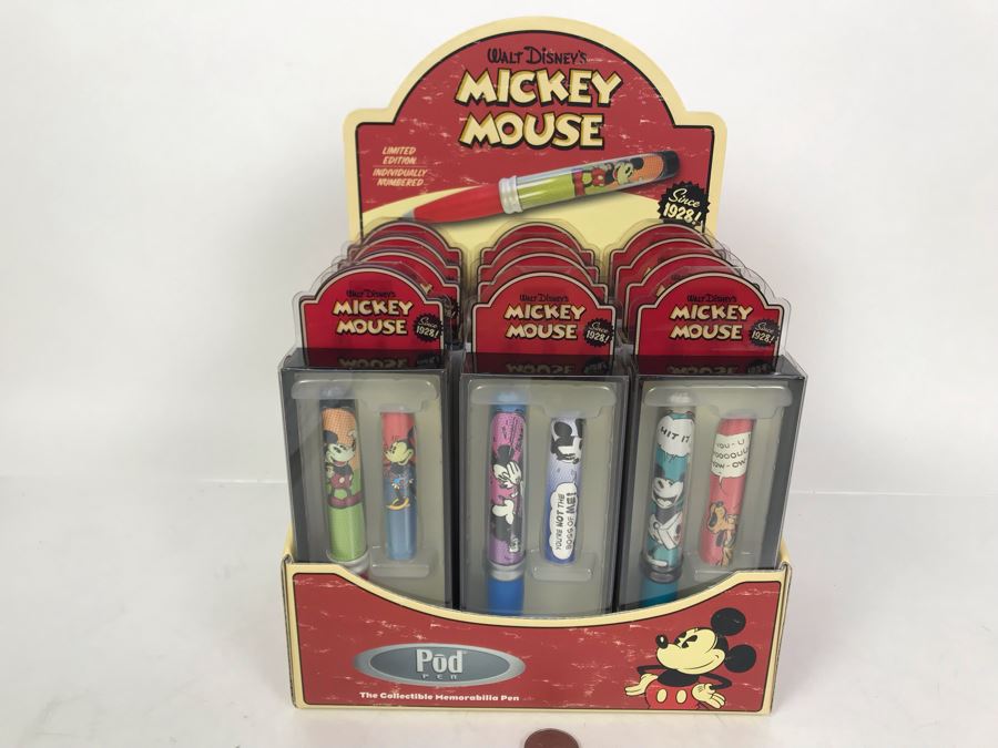 Collectible Walt Disney's Mickey Mouse Pod Pens - 12 Pens Total With Store Merchandiser [Photo 2]