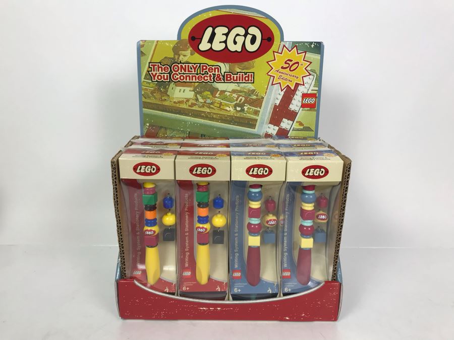 Collectible LEGO Pens 50th Anniversary Edition Of LEGO 12 Pens Total With Store Merchandiser [Photo 2]