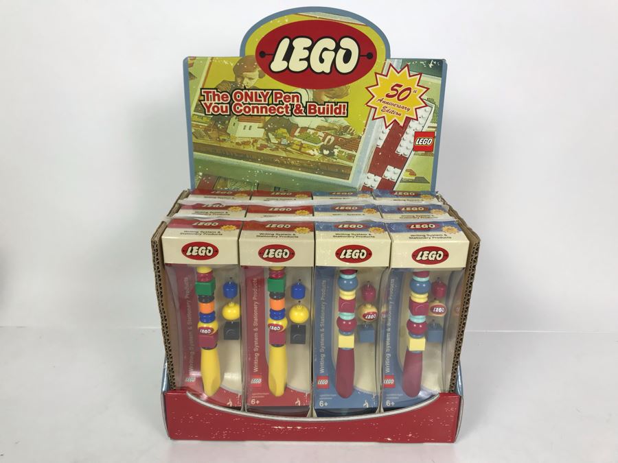 Collectible LEGO Pens 50th Anniversary Edition Of LEGO 12 Pens Total With Store Merchandiser