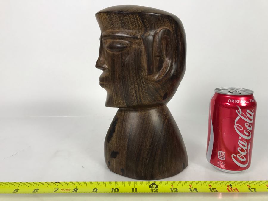 Vintage Rare Native American Head Bust Seri Indians Ironwood Carving Head Sculpture 6W X 9H [Photo 7]