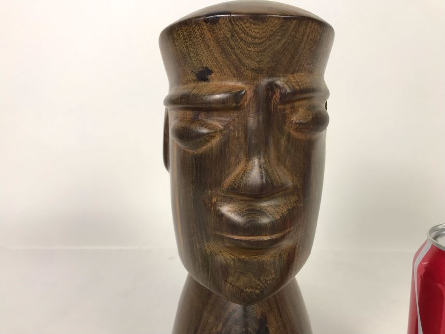 Vintage Rare Native American Head Bust Seri Indians Ironwood Carving Head Sculpture 6W X 9H [Photo 3]
