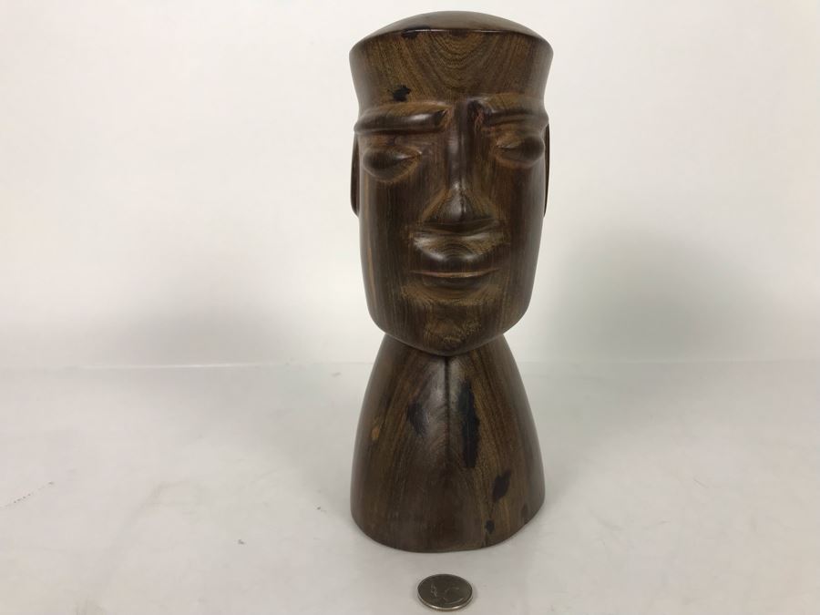 Vintage Rare Native American Head Bust Seri Indians Ironwood Carving Head Sculpture 6W X 9H [Photo 13]