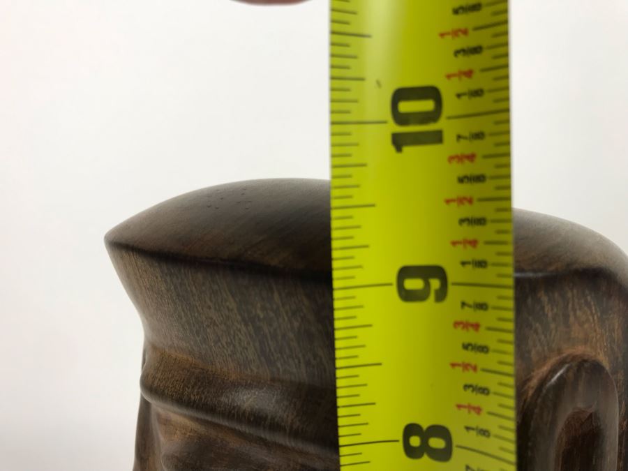 Vintage Rare Native American Head Bust Seri Indians Ironwood Carving Head Sculpture 6W X 9H [Photo 9]