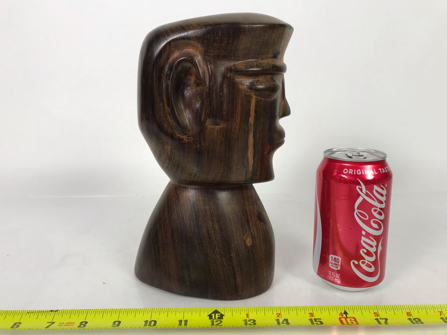 Vintage Rare Native American Head Bust Seri Indians Ironwood Carving Head Sculpture 6W X 9H [Photo 5]