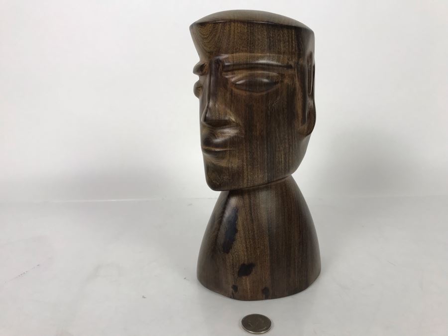 Vintage Rare Native American Head Bust Seri Indians Ironwood Carving Head Sculpture 6W X 9H [Photo 11]