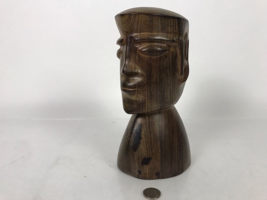 Vintage Rare Native American Head Bust Seri Indians Ironwood Carving Head Sculpture 6W X 9H [Photo 12]