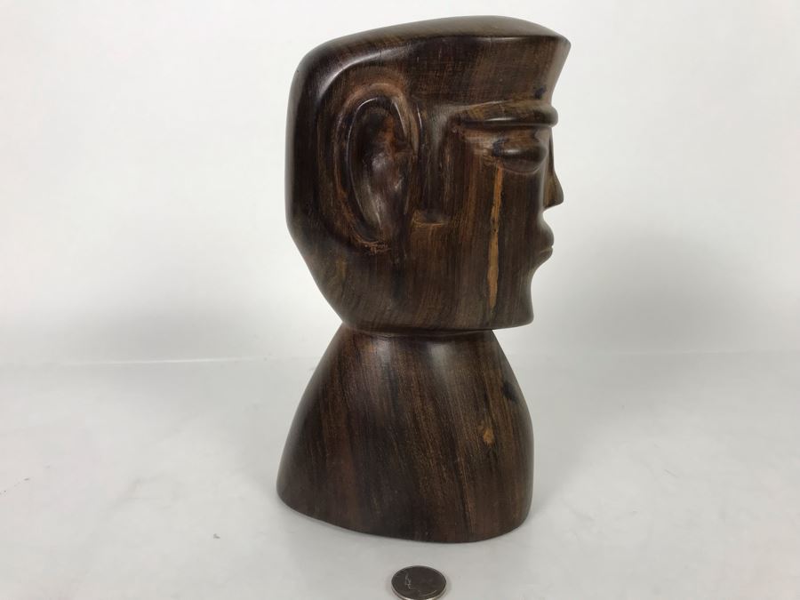 Vintage Rare Native American Head Bust Seri Indians Ironwood Carving Head Sculpture 6W X 9H [Photo 14]
