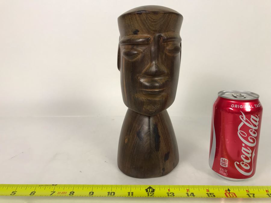 Vintage Rare Native American Head Bust Seri Indians Ironwood Carving Head Sculpture 6W X 9H [Photo 2]
