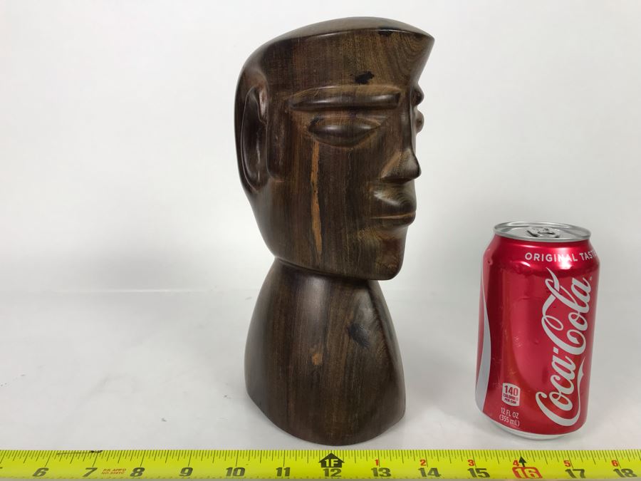 Vintage Rare Native American Head Bust Seri Indians Ironwood Carving Head Sculpture 6W X 9H [Photo 1]