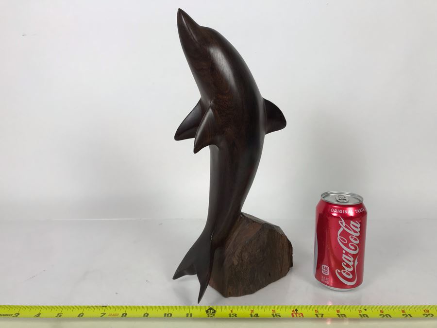 Vintage Seri Indians Ironwood Large Carving Dolphin Sculpture 7W X 14H [Photo 1]