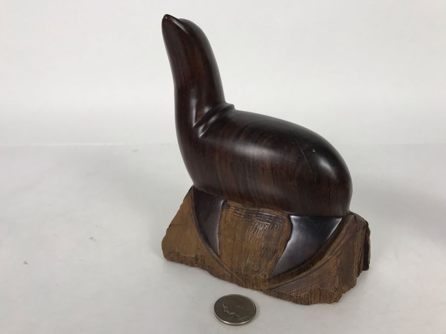 Vintage Seri Indians Ironwood Carving Seal Sculpture 6W X 6H [Photo 9]