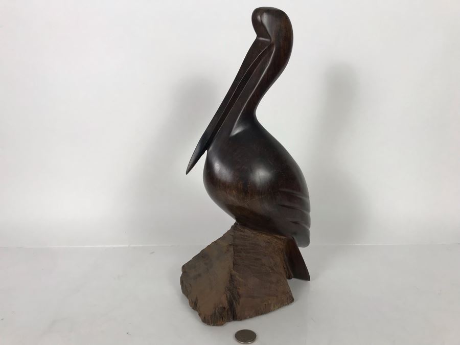 Vintage Seri Indians Ironwood Large Carving Pelican Sculpture 14H X 8W [Photo 9]
